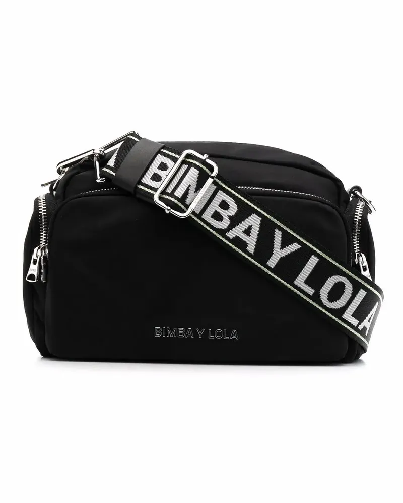 BIMBA Y LOLA Mittelgroße Umhängetasche mit Logo-Schild - Schwarz Schwarz