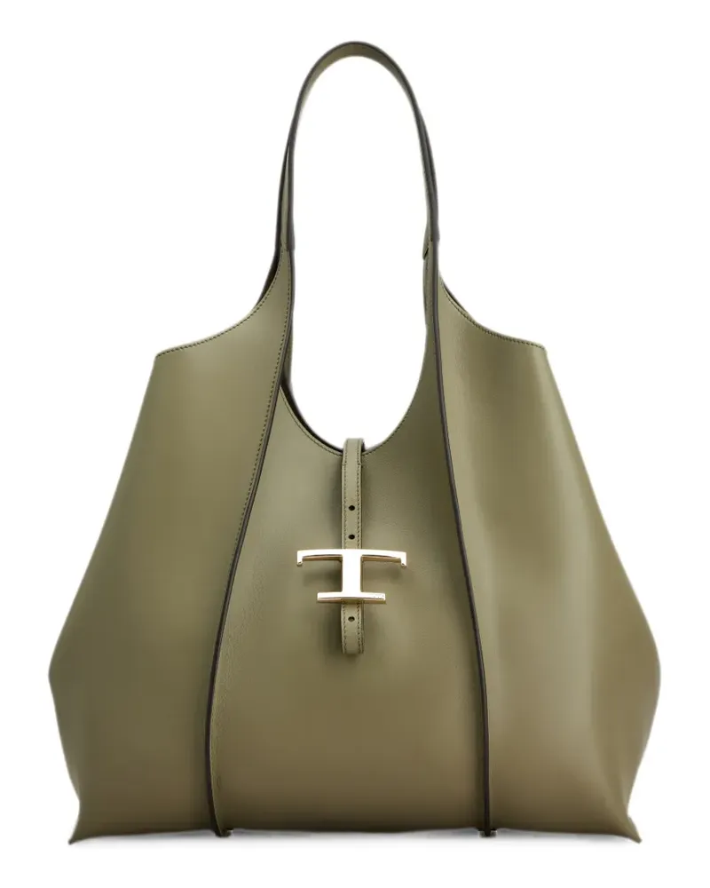 TOD'S T Timeless shopping bag in leather medium - Grün Grün