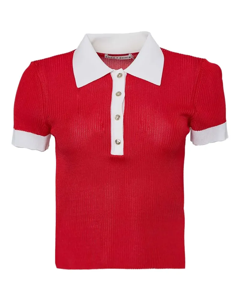 Alice + Olivia Geripptes Martha Poloshirt - Rot Rot