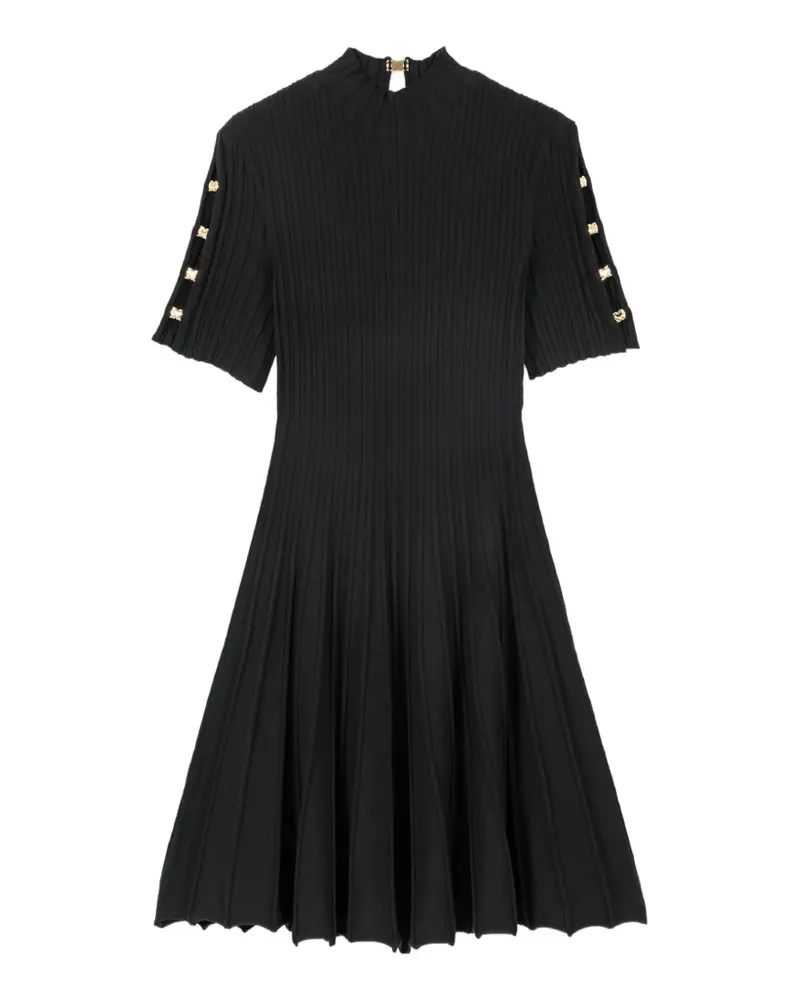 Maje ribbed-knit pleated dress - Schwarz Schwarz