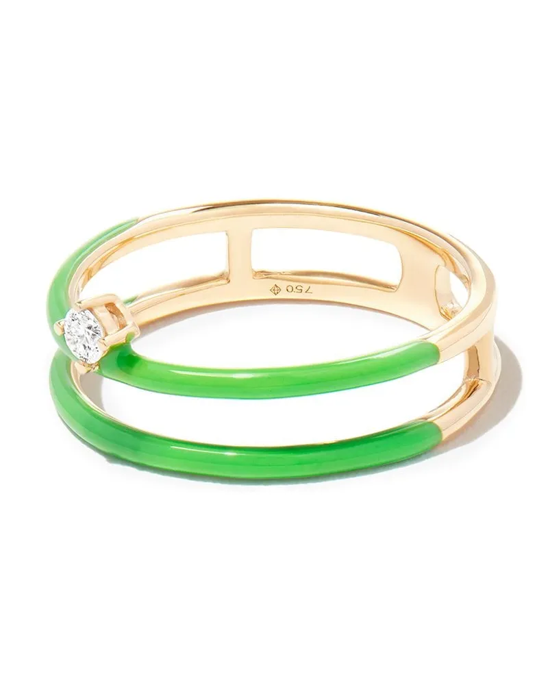 PERSEE Emaillierter 18kt I Am It Gelbgoldring mit Diamanten Gold