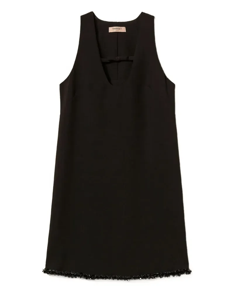 Twin-Set bow-detail sequinned-embellished mini dress - Schwarz Schwarz