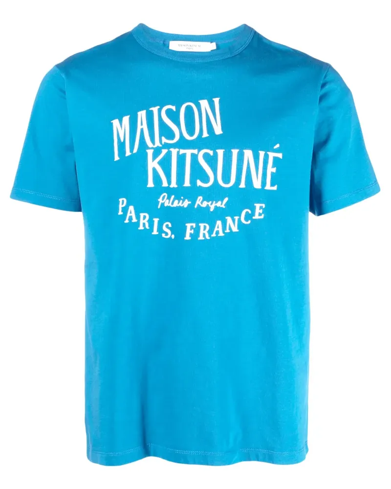 Kitsuné T-Shirt mit Logo-Print - Blau Blau