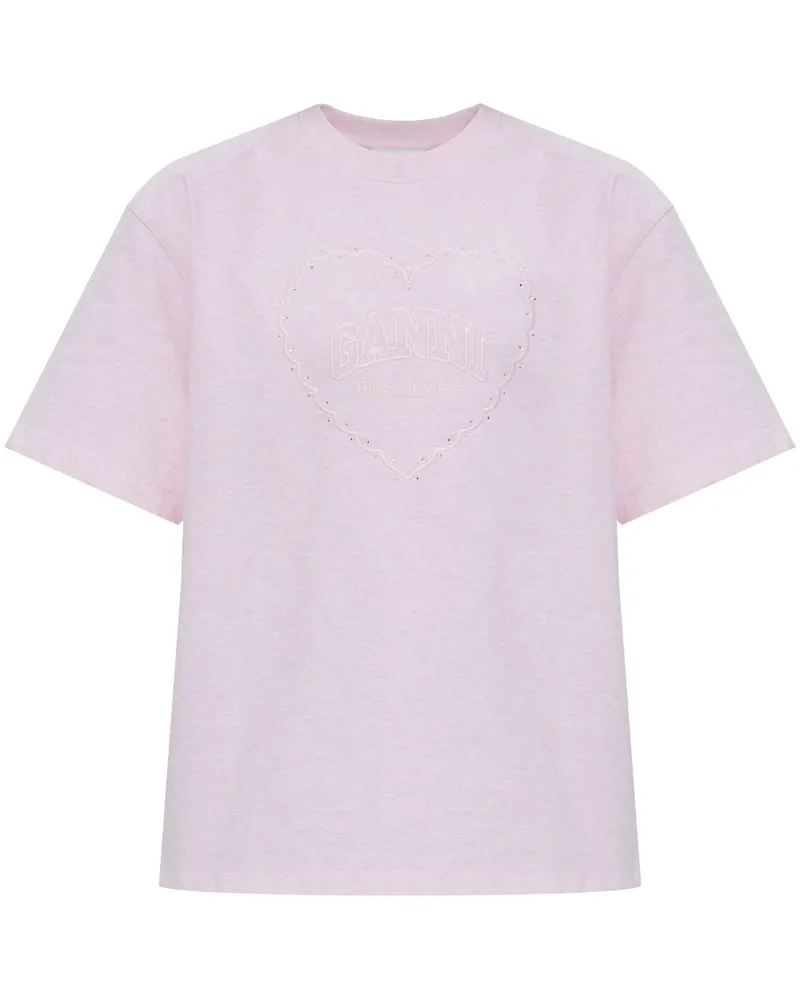 Ganni T-Shirt mit Stickerei - Rosa Rosa