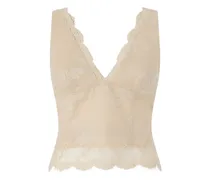 Spitzentop mit V-Ausschnitt - Nude