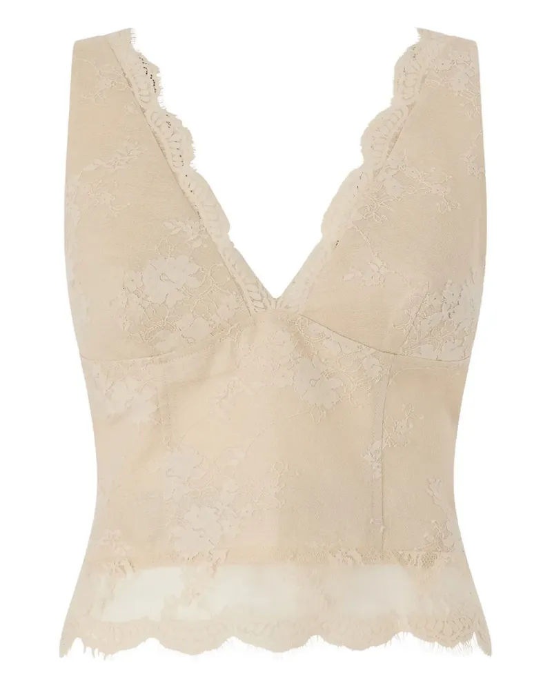 Pinko Spitzentop mit V-Ausschnitt - Nude Nude