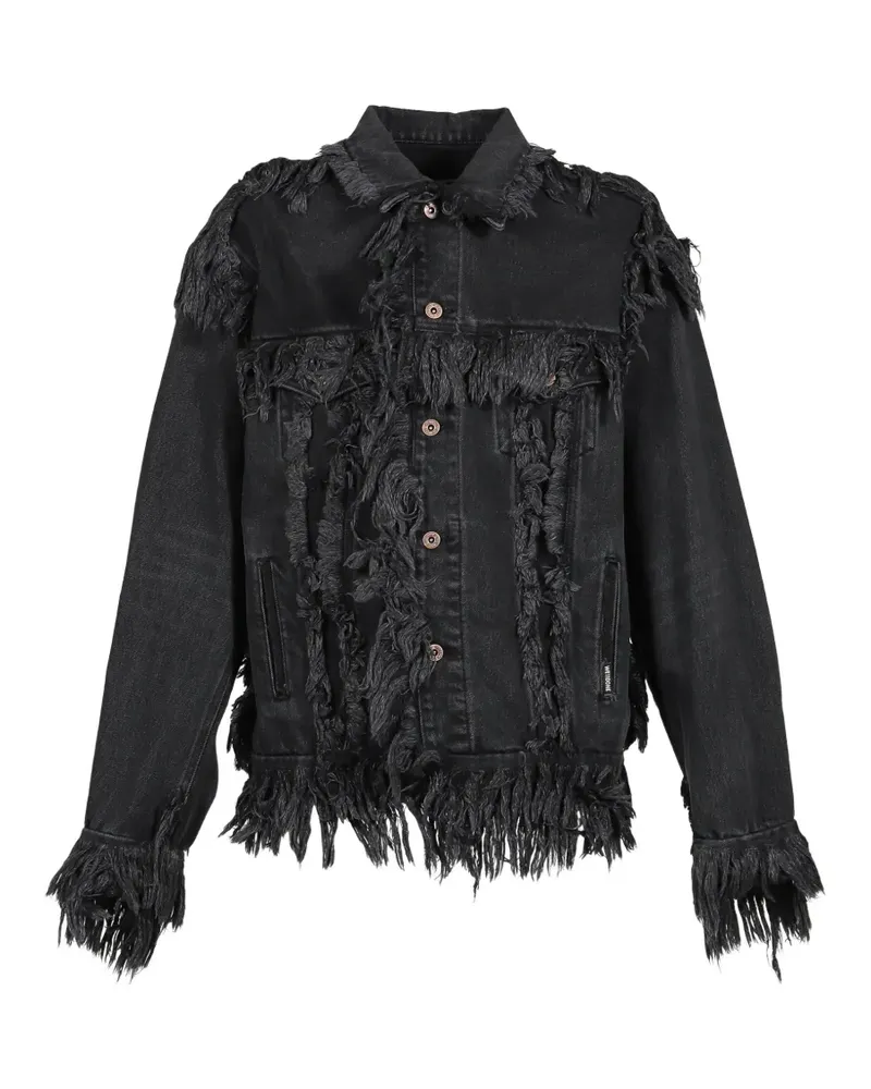 WE 11 DONE Jeansjacke mit ungesäumten Kanten - Schwarz Schwarz