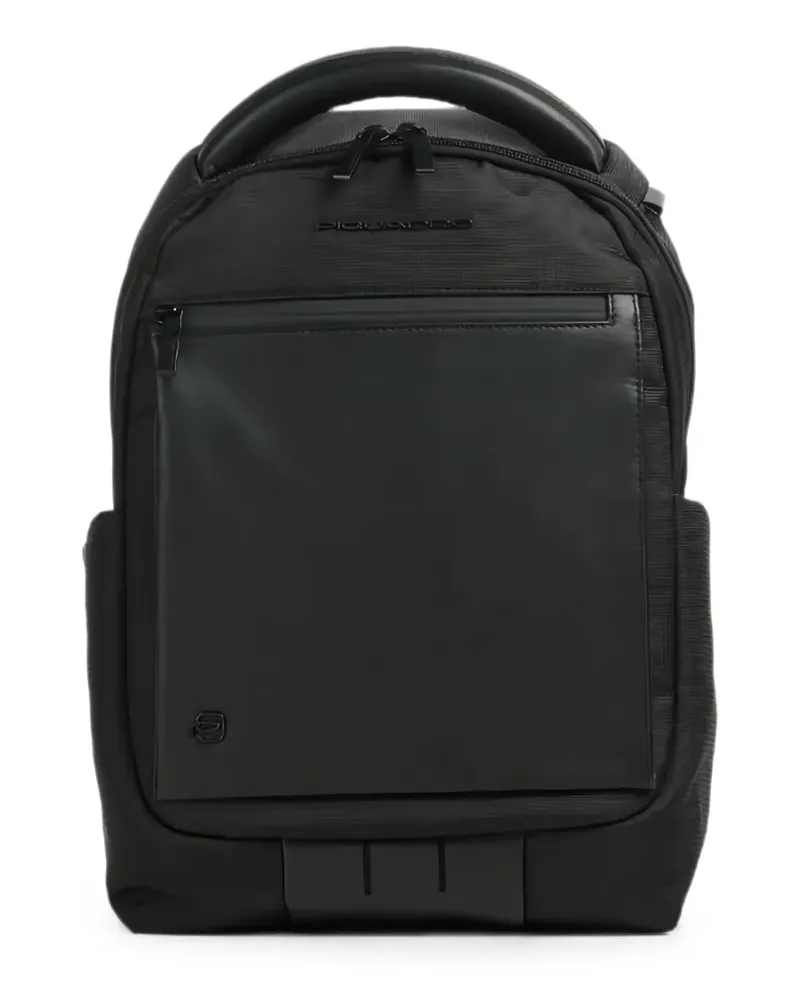 Piquadro Rucksack mit Lederbesatz - Schwarz Schwarz