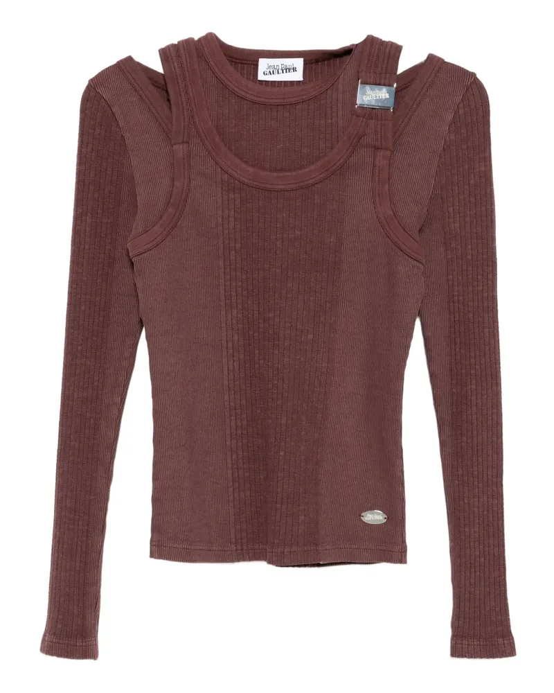 Jean Paul Gaultier Strickoberteil mit Logo-Patch - Rot Rot