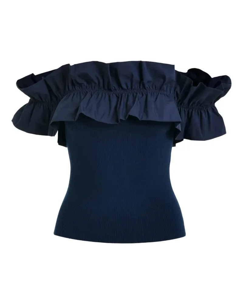 Essentiel ruffled-neck off-shoulder top - Blau Blau