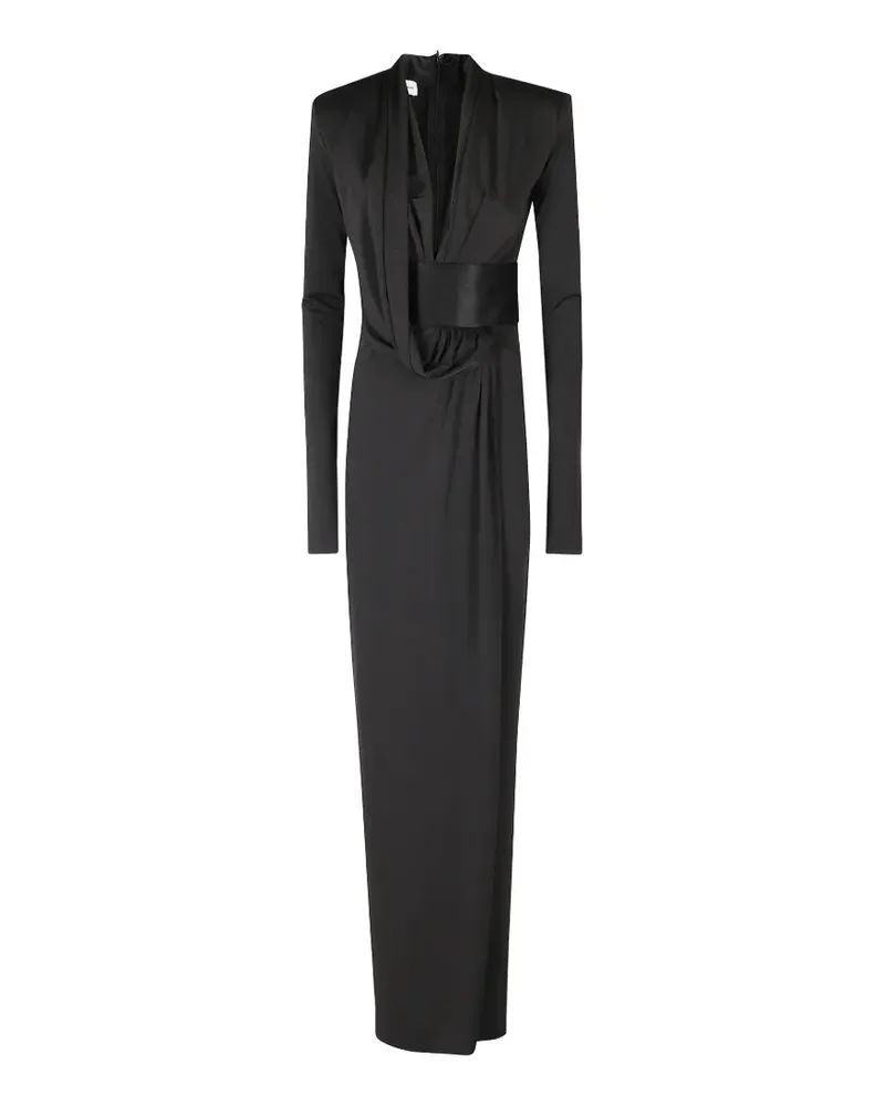 ANDAMANE Victoria satin-waistband draped maxi dress - Schwarz Schwarz