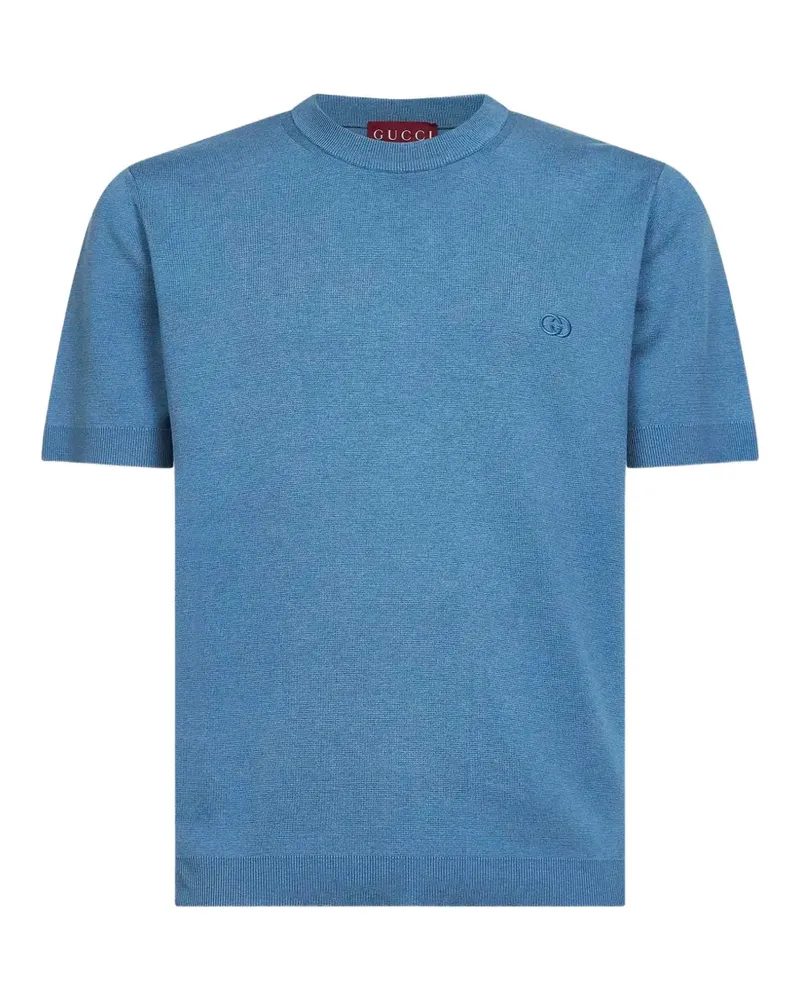 Gucci logo-embroidered T-shirt - Blau Blau
