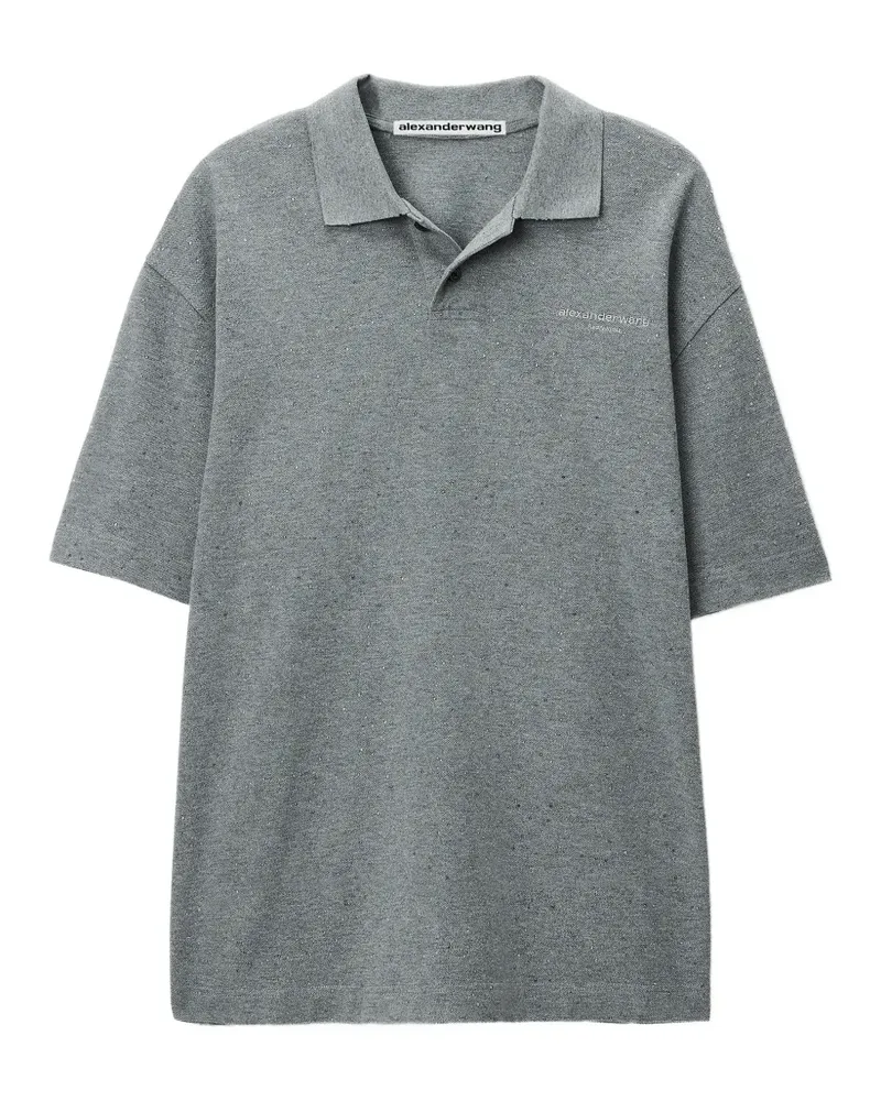 Alexander Wang crystal-hotfix short-sleeve polo - Grau Grau