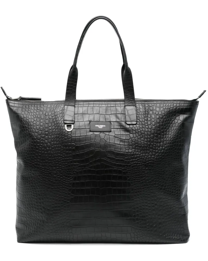 Dolce & Gabbana Handtasche mit Kroko-Effekt - Schwarz Schwarz