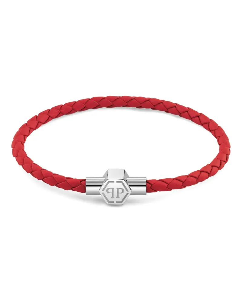 Philipp Plein Geflochtenes Lederarmband - Silber Silber