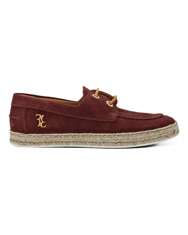 Billionaire Loafer aus Wildleder mit Raffiabast - Rot Rot