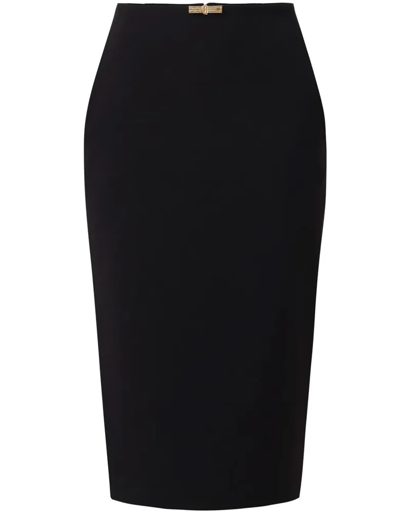 Elisabetta Franchi Krepp-Midikleid mit Schmuckdetail - Schwarz Schwarz