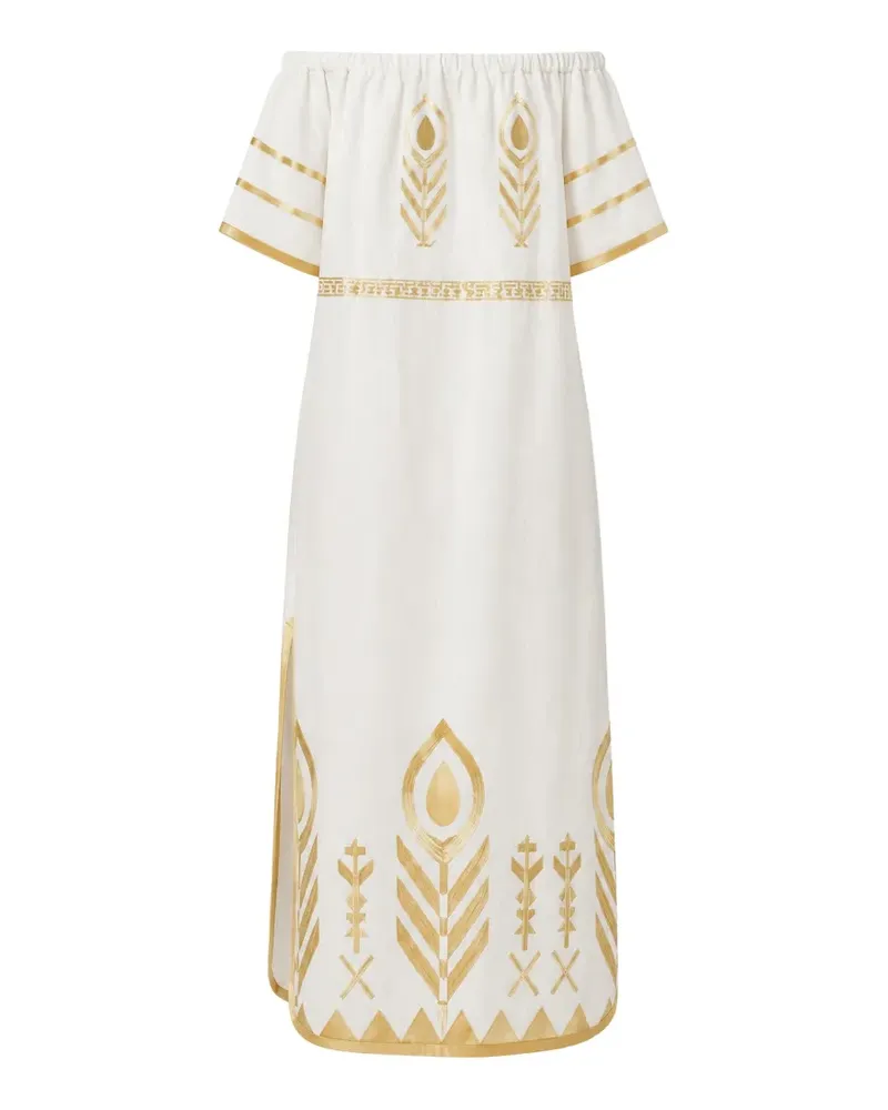 Greek Archaic Kori embroidered maxi dress - Weiß Weiß