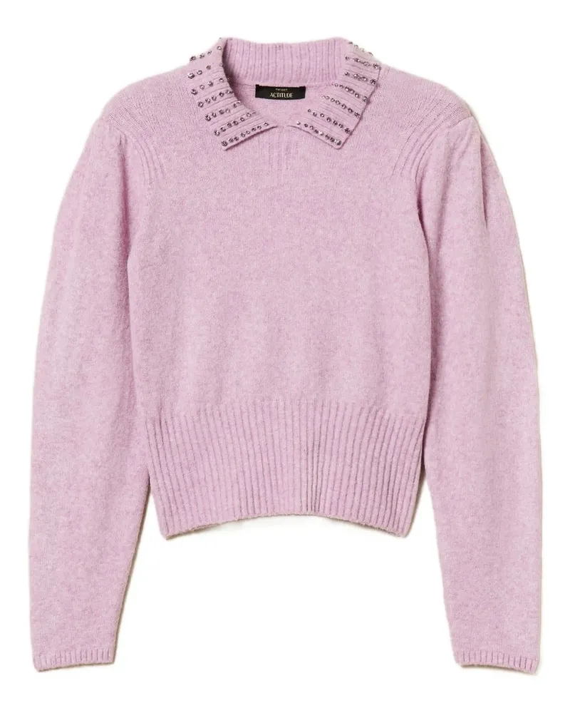 Twin-Set Verzierter Pullover mit Polokragen - Rosa Rosa