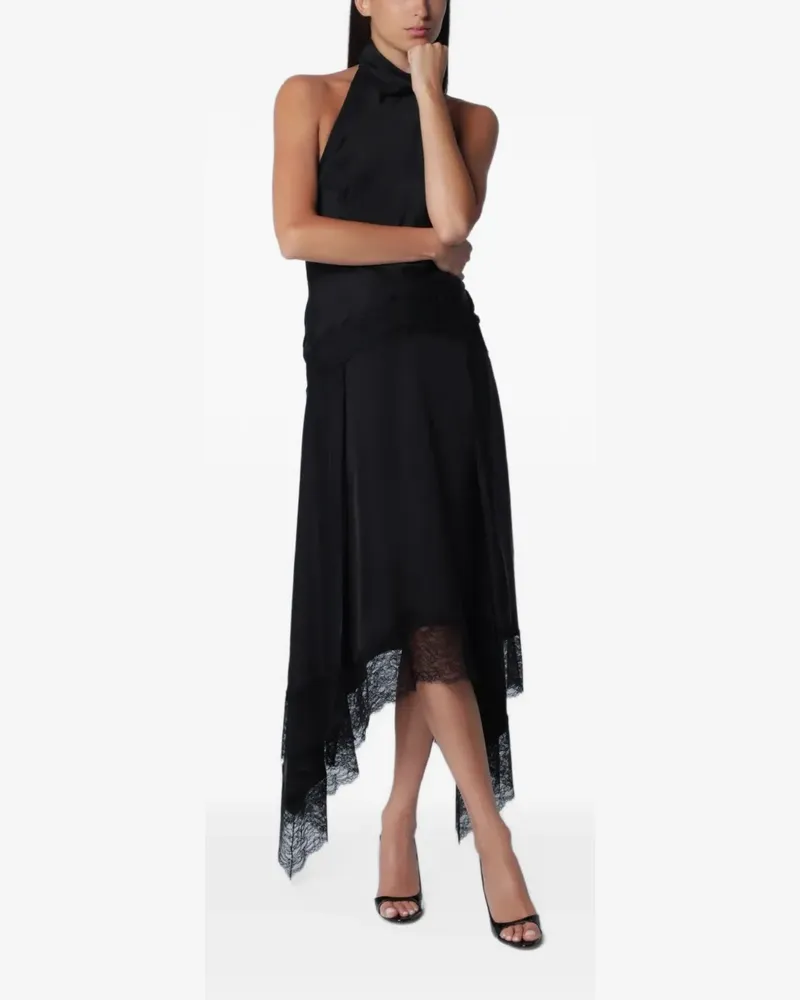 ANDAMANE Tish Maxikleid mit Einstecktuch und Spitzenbesatz - Schwarz Schwarz