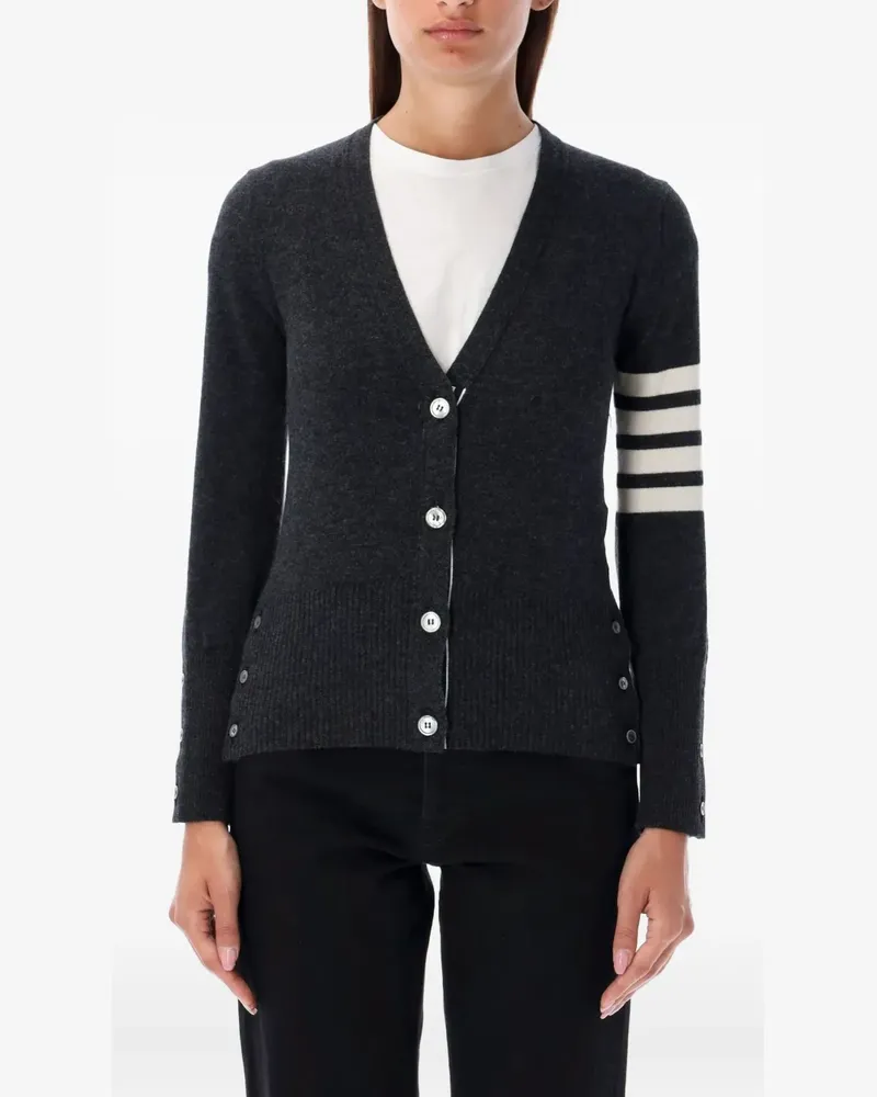 Thom Browne Cardigan mit Logo-Streifen - Grau Grau
