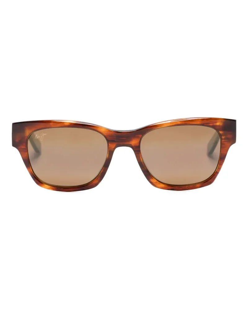 Maui Jim Eckige Sonnenbrille in Schildpattoptik - Braun Braun