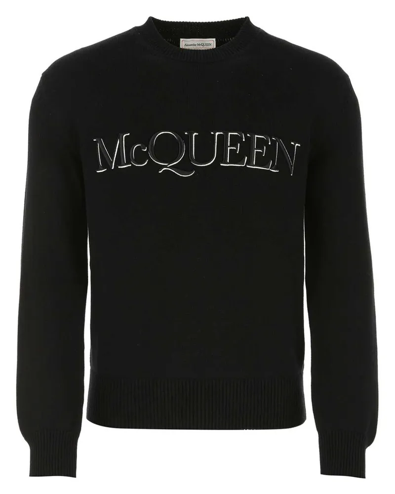 Alexander McQueen Strickpullover mit Logo-Stickerei - Schwarz Schwarz