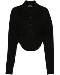 Thierry Mugler Poloshirt mit Corsage Schwarz