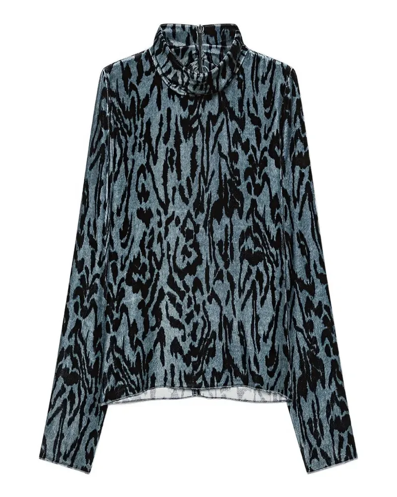 forte_forte moiré blouse - Blau Blau