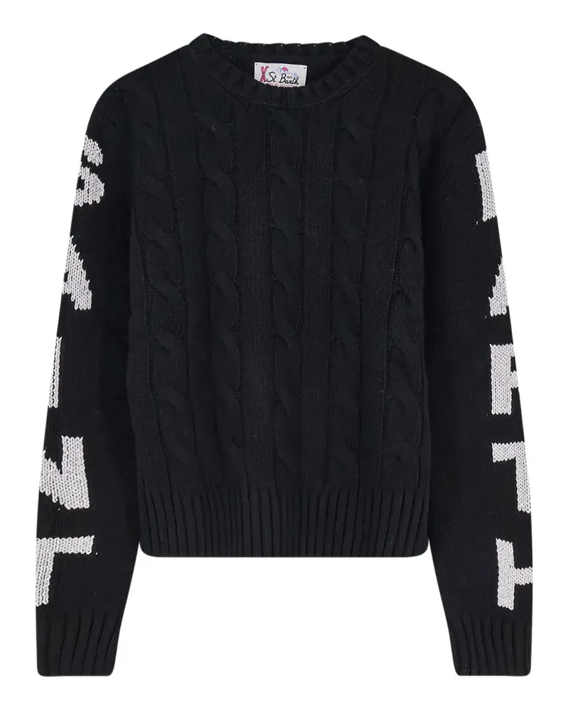 MC2 Saint Barth Pullover mit Zopfmuster - Schwarz Schwarz
