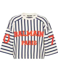 Balmain Cropped-T-Shirt mit Logo-Verzierung Nude