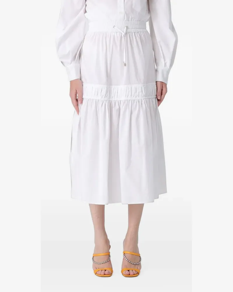 Patrizia Pepe ruffled drawstring midi skirt - Weiß Weiß