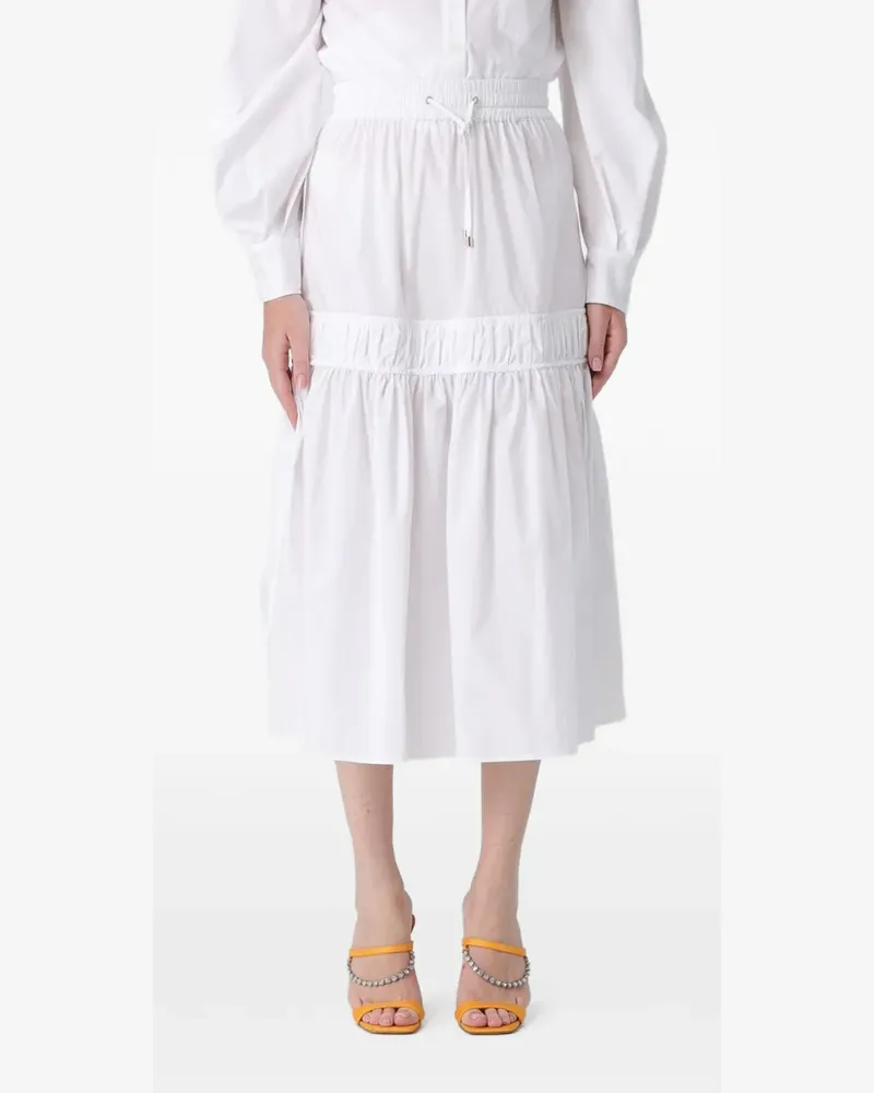 Patrizia Pepe Gerüschter Midirock mit Kordelzug - Weiß Weiß