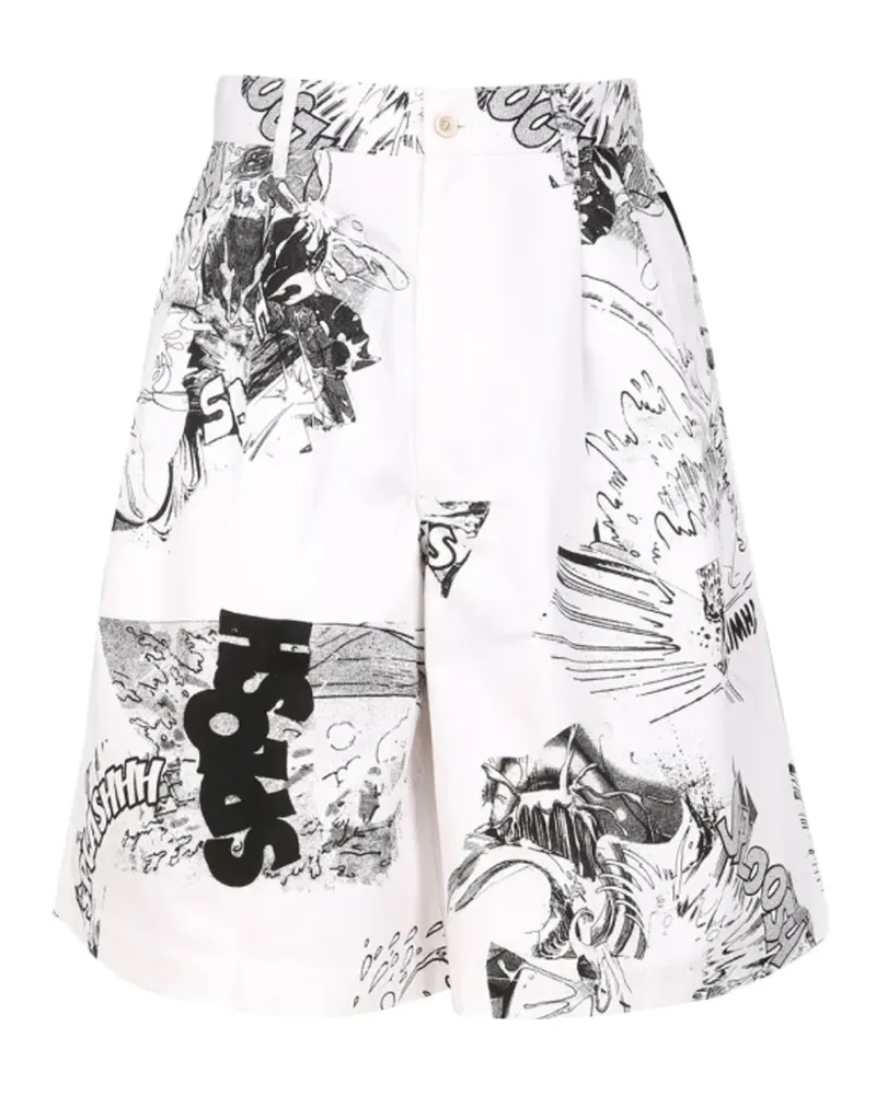 Comme des Garçons x Christian Marclay graphic-print shorts - Weiß Weiß