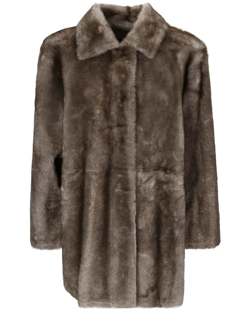 DESA reversible leather coat Grau