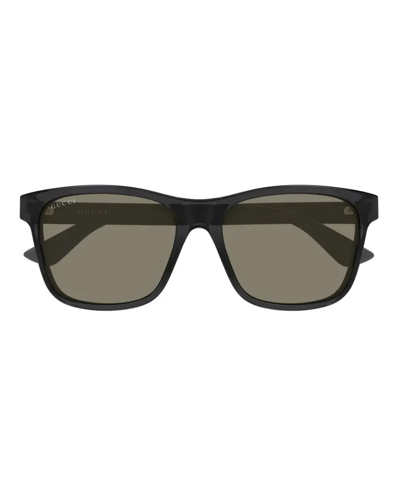Gucci Eckige Sonnenbrille mit Webstreifen - Grau Grau