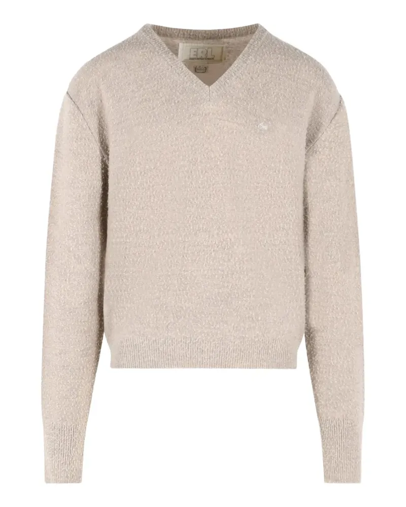ERL V-neck logo-embroidered sweater - Nude Nude