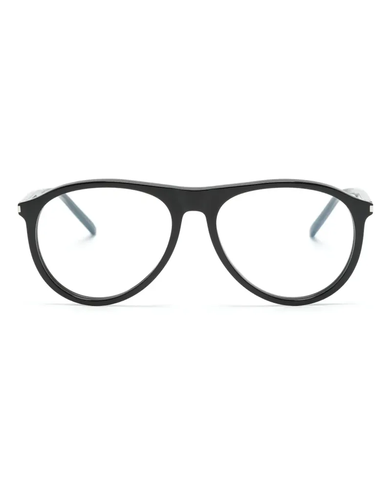 Saint Laurent Pilotenbrille mit Logo-Gravur - Schwarz Schwarz