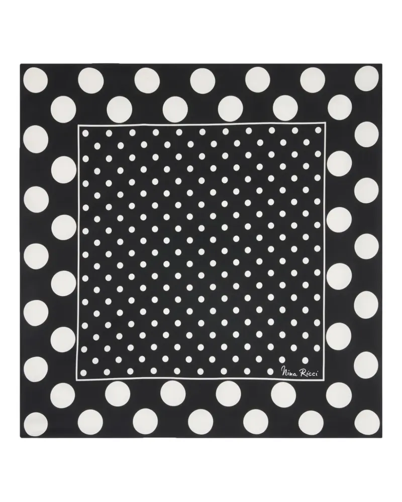 Nina Ricci Seidenschal mit Polka Dots - Schwarz Schwarz