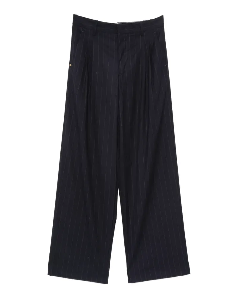 PLAN C pinstripe-pattern pleated trousers - Schwarz Schwarz