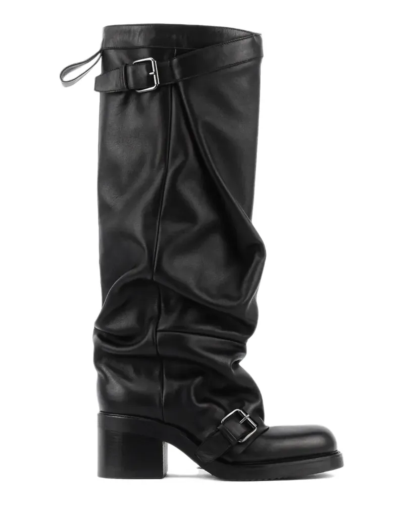 Elena Iachi Bikerstiefel mit Schnallendetail - Schwarz Schwarz