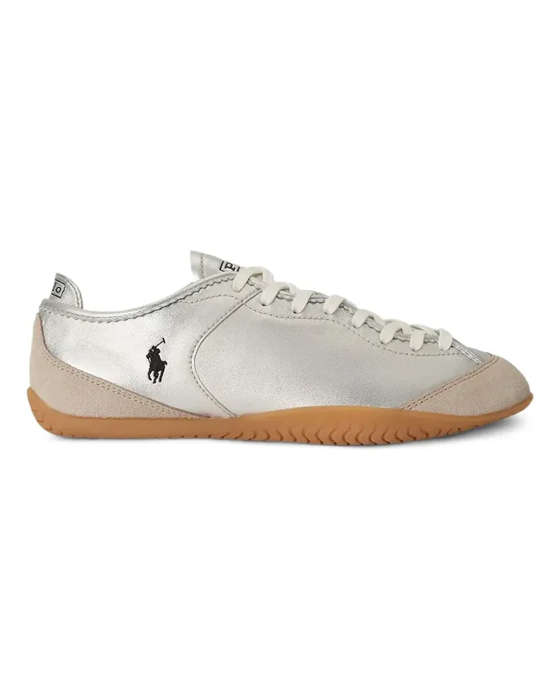 Ralph Lauren Metallic-Sneakers mit Logo-Stickerei - Silber Silber