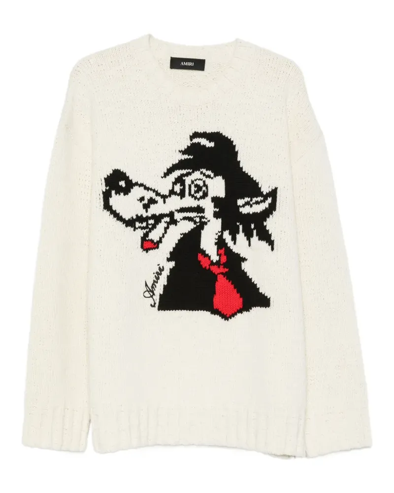 Amiri Pullover mit Wolf-Intarsie - Weiß Weiß