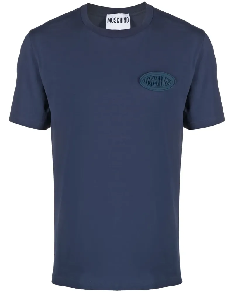 Moschino T-Shirt mit Logo-Schild - Blau Blau