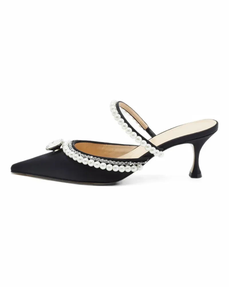 Mach & Mach Diamond and Pearls Mules - Schwarz Schwarz