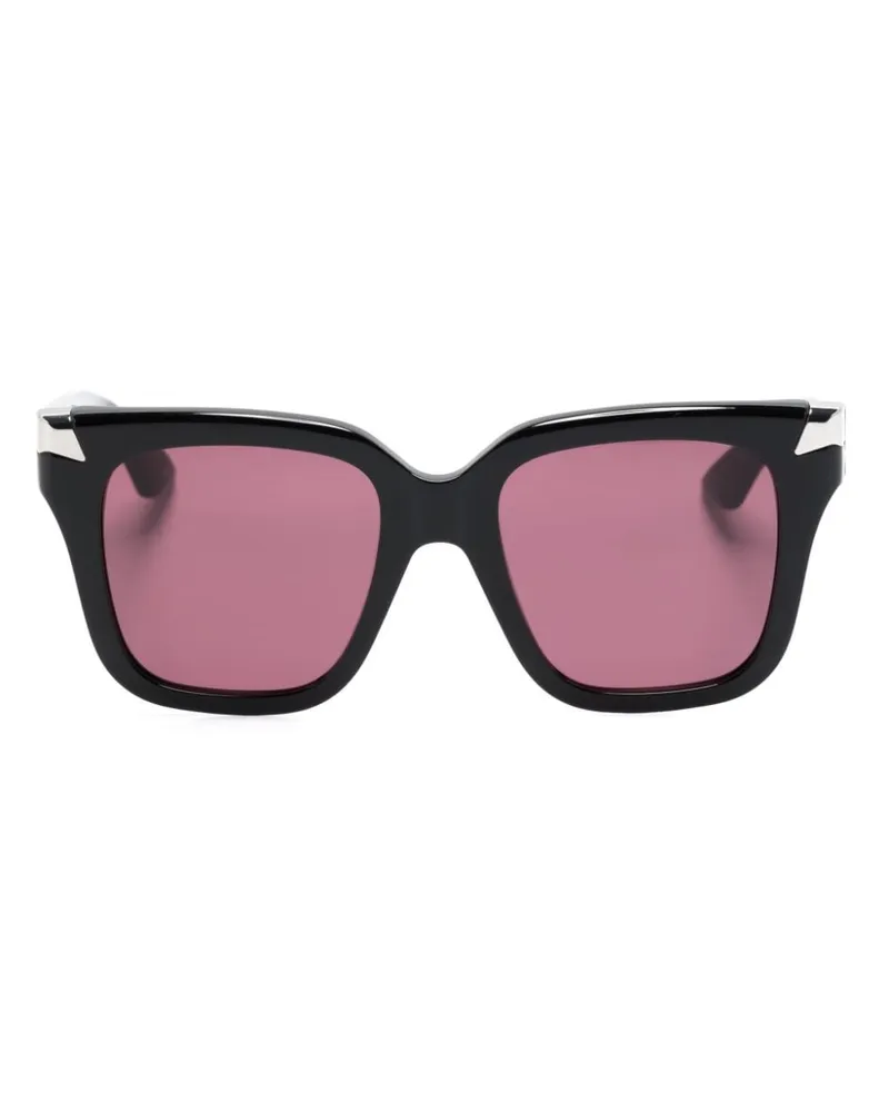 Alexander McQueen Sonnenbrille mit eckigem Gestell - Schwarz Schwarz
