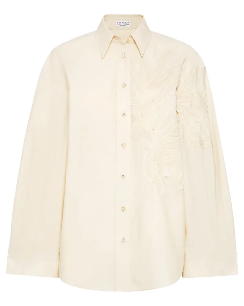 Brunello Cucinelli Hemd mit Flora-Applikation - Nude Nude