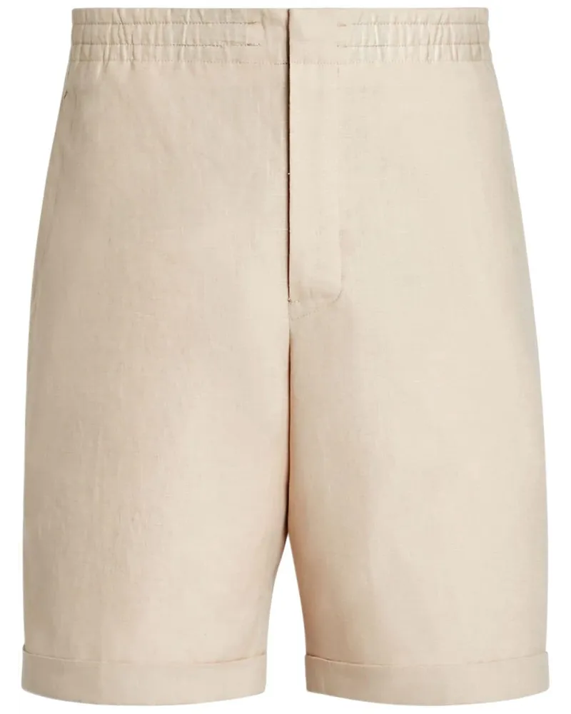 Ermenegildo Zegna Leinenshorts mit elastischem Bund - Nude Nude