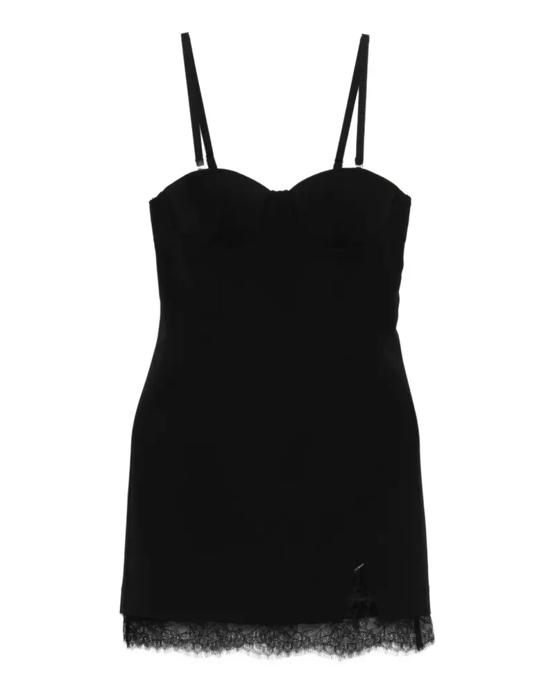 Patrizia Pepe lace-trim sheath mini dress - Schwarz Schwarz