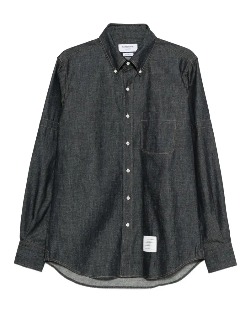 Thom Browne Hemd mit Logo-Patch - Blau Blau